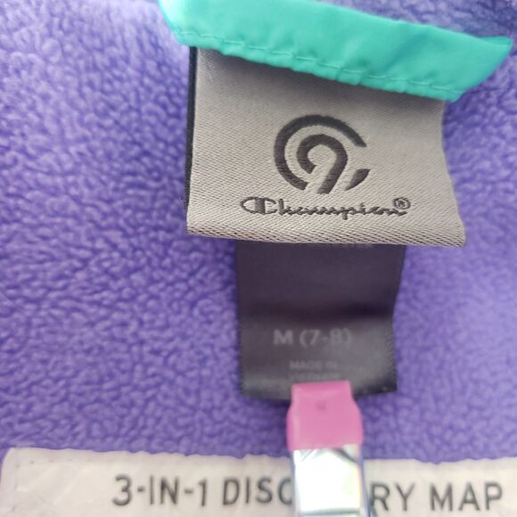 C9 Champion Waterproof Green Purple Striped Two Layer Coat Girls Size Medium 7-8 - Picture 5 of 11